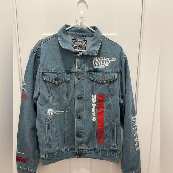 Brooklyn Cloth Denim Blue Jean Jacket World Wide Size L - Picture 2 of 7